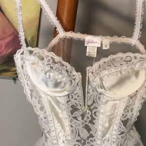 Vintage Fredericks of Hollywood White Lace Teddy small
